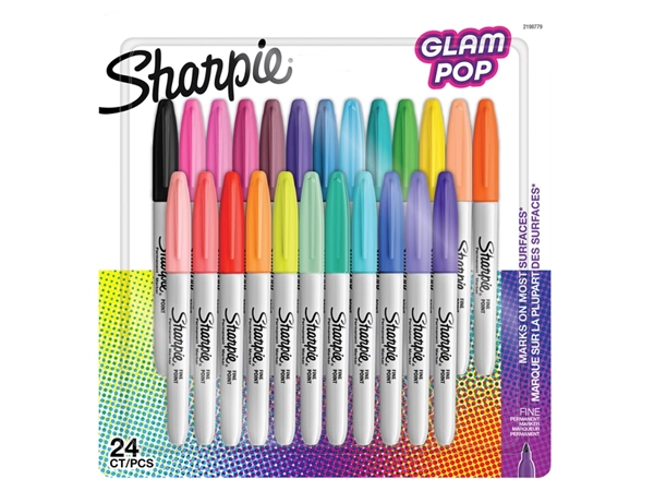 Een Viltstift Sharpie Glampop fijn assorti blister à 24 stuks koop je bij VHK Kantoorartikelen