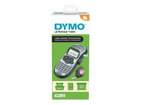 Een Labelprinter Dymo LetraTag 100H draagbaar abc 12mm zilverkleurig special edition koop je bij Hoekmankantoorartikelen.nl