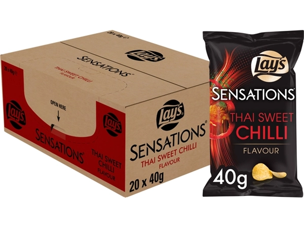 Een Chips Lay's Sensations Thai sweet chilli zak 40gr koop je bij VHK Kantoorartikelen