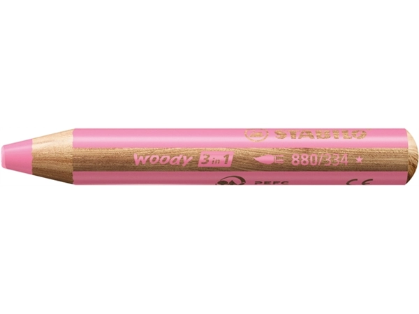 Een Kleurpotloden STABILO 880 woody 3 in 1 multitalent roze koop je bij VHK Kantoorartikelen