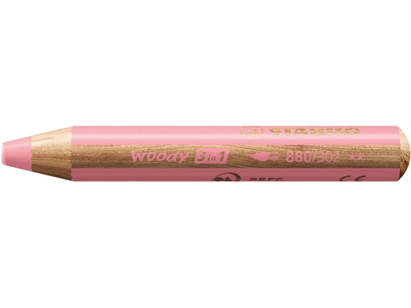 Een Kleurpotloden STABILO 880 woody 3 in 1 multitalent pastel roze koop je bij VHK Kantoorartikelen