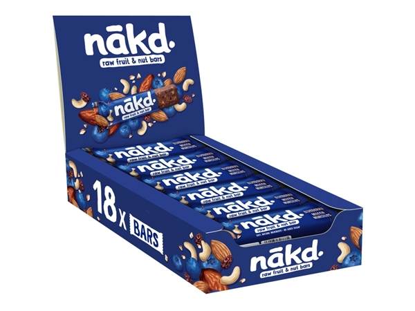 Een Fruit- en notenreep NAKD blueberry muffin 18x35 gram koop je bij VHK Kantoorartikelen