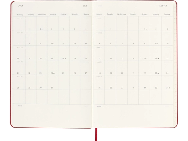 Een Agenda 2025 Moleskine 12M Planner Weekly 7dagen/1pagina large hc scarlet red koop je bij Continu Kantoor