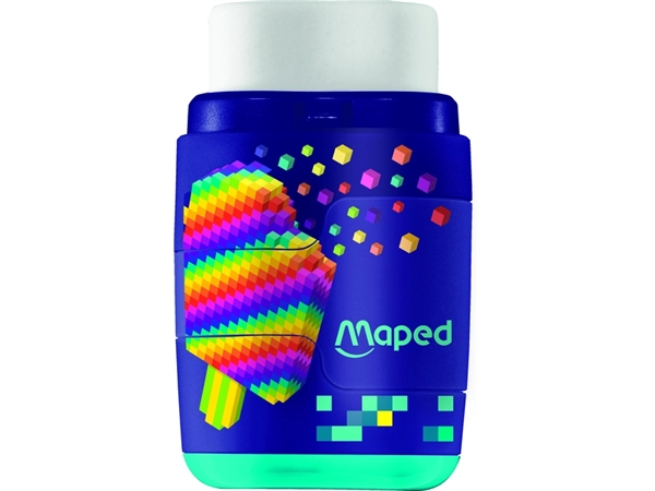 Een Puntenslijper Maped Pixel Party Connect 2-gaats met gum display à 20 stuks koop je bij Continu Kantoor