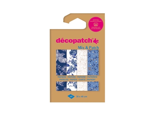 Een Hobbypapier Décopatch 30x40cm set à 4 vel thema Shades of Blue koop je bij VHK Kantoorartikelen