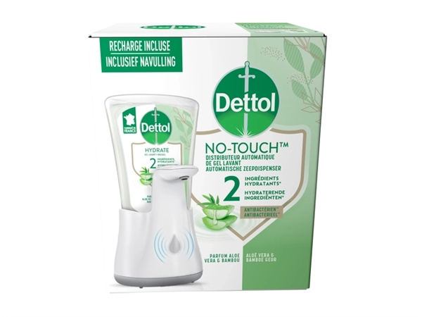 Een Handzeepdispenser Dettol Hydrating No Touch Kit met zeep 250ml koop je bij economaat.be