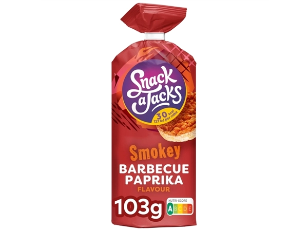 Een Rijstwafel Snack-a-Jacks BBQ paprika pak 103 gram koop je bij VHK Kantoorartikelen