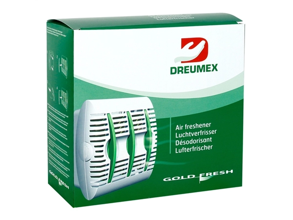 Een Luchtverfrisserdispenser Dreumex Gold Fresh Air koop je bij Continu Kantoor