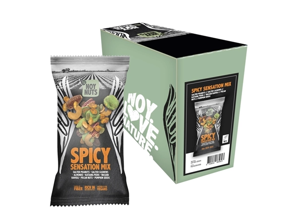 Een Noten NoyNuts spicy sensation mix zak 45 gram koop je bij VHK Kantoorartikelen