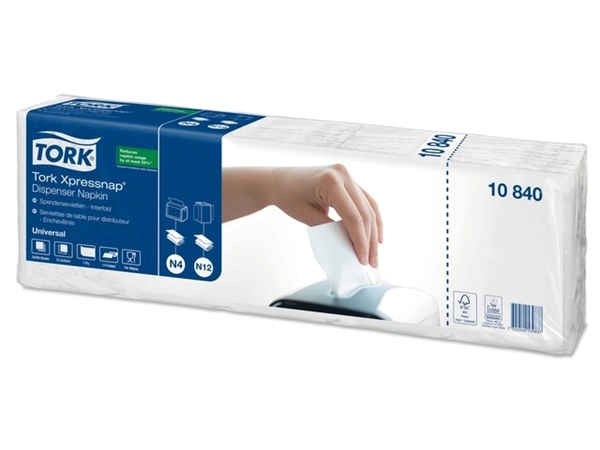 Een Servetten Tork Xpressnap® N4 Universal 22x33cm 1/4 vouw 1-laags 1125 stuks wit 10840 koop je bij Hoekmankantoorartikelen.nl