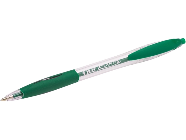 Een Balpen Bic Atlantis classic grip clic medium groen koop je bij Hoekmankantoorartikelen.nl