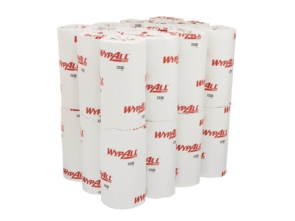 Een Poetsrol WypAll L10 1-laags 24cmx76m 24 stuks à 165 vel wit 7236 koop je bij Continu Kantoor