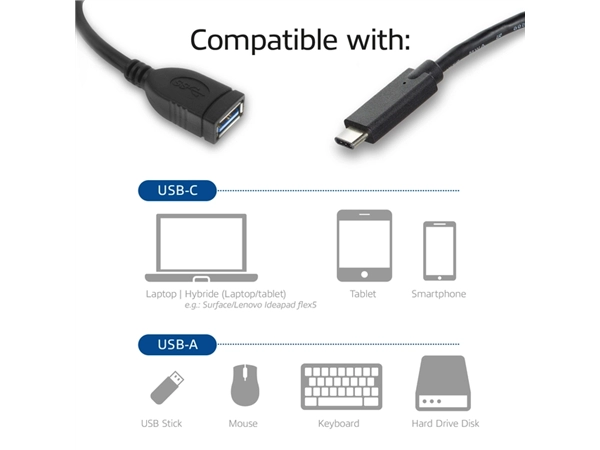 Een Kabel ACT USB 3.0 OTG USB-C male naar USB-A female koop je bij Continu Kantoor