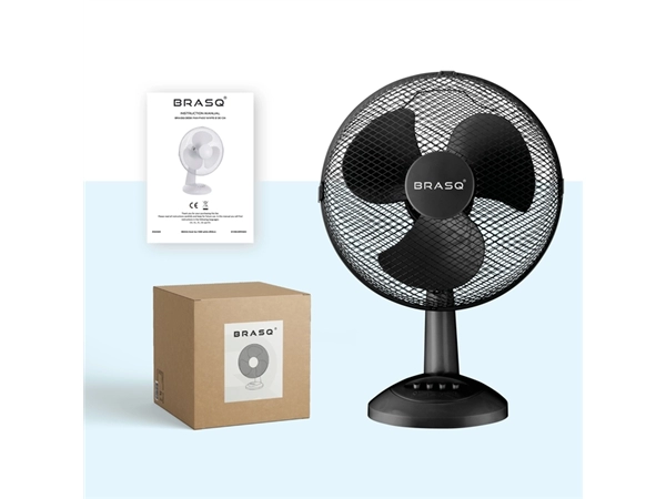 Een Tafelventilator BRASQ F400 Ø 30cm zwart koop je bij B en P Kantoor B.V.