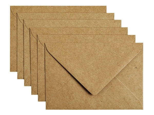 Een Envelop Papicolor C6 114x162mm kraft bruin pak à 6 stuks koop je bij Hoekmankantoorartikelen.nl