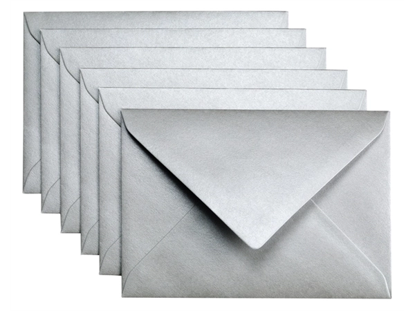 Een Envelop Papicolor C6 114x162mm metallic zilver pak à 6 stuks koop je bij Hoekmankantoorartikelen.nl