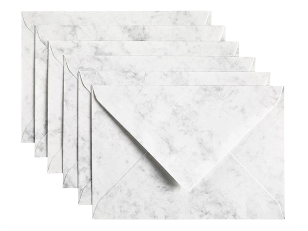 Een Envelop Papicolor C6 114x162mm marble grijs pak à 6 stuks koop je bij Hoekmankantoorartikelen.nl