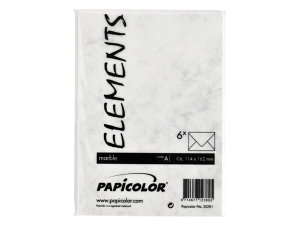 Een Envelop Papicolor C6 114x162mm marble grijs pak à 6 stuks koop je bij Continu Kantoor