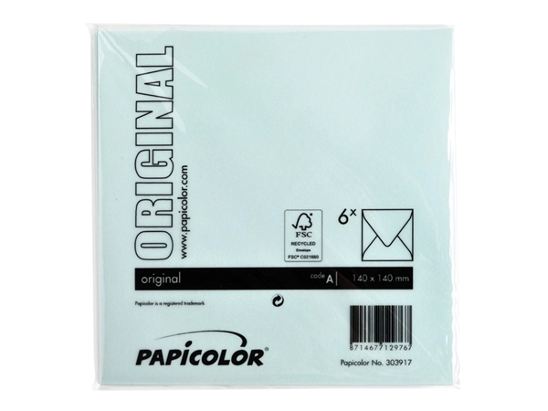 Een Envelop Papicolor 140x140mm zeegroen pak à 6 stuks koop je bij Continu Kantoor