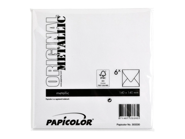 Een Envelop Papicolor 140x140mm metallic parelwit pak à 6 stuks koop je bij Continu Kantoor