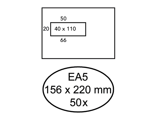 Een Envelop Hermes EA5 156x220mm venster 4x11links zelfklevend 50 stuks koop je bij Hoekmankantoorartikelen.nl