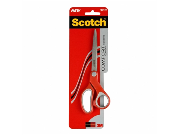 Een Schaar Scotch 18cm comfort rood blister koop je bij Continu Kantoor