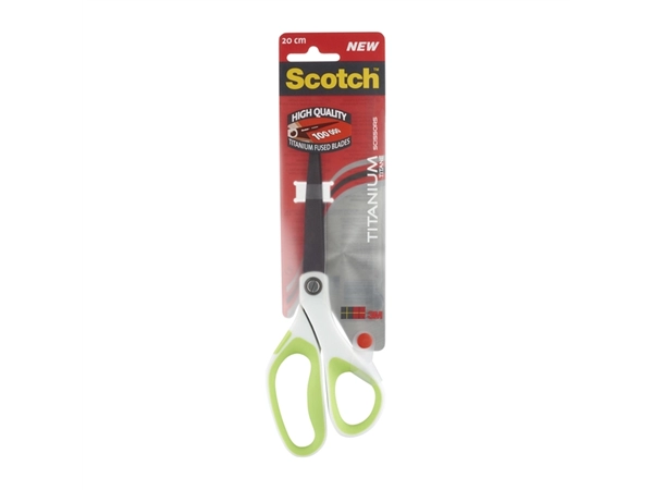 Een Schaar Scotch 20cm titanium met groot oog groen blister koop je bij Continu Kantoor