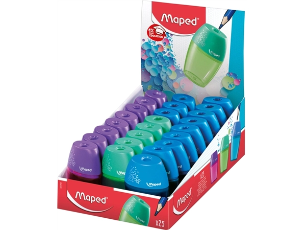 Een Puntenslijper Maped Shaker 1-gaats display á 25 stuks assorti koop je bij Hoekmankantoorartikelen.nl