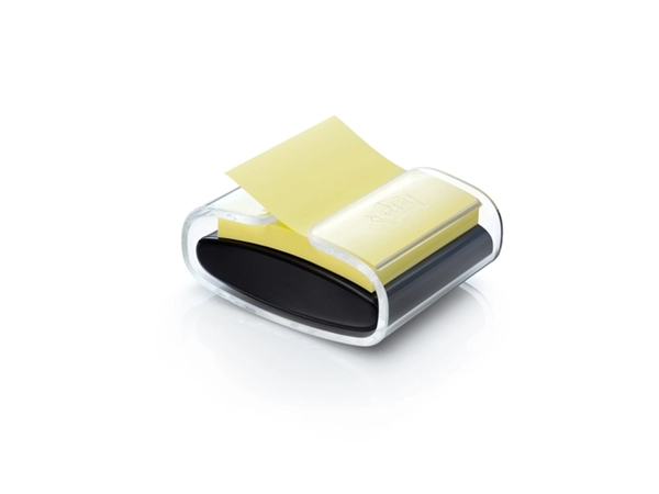 Een Memoblokdispenser Pro tbv Post-it Z-Notes 76x76mm incl notes transparant zwart koop je bij Hoekmankantoorartikelen.nl