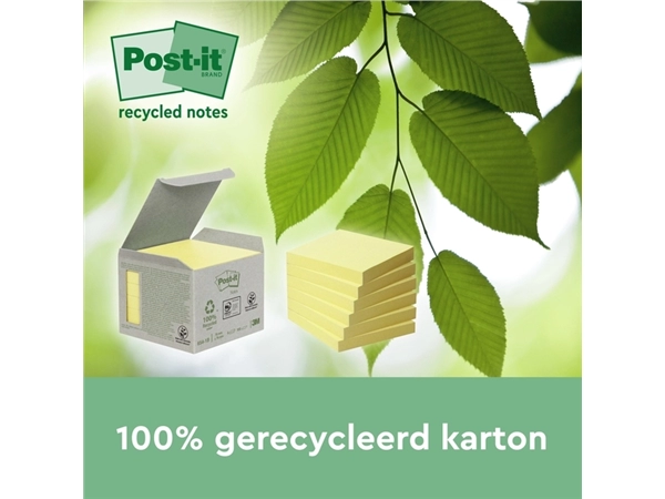 Een Memoblok Post-it 655-1B recycled 76x127mm canary yellow 6 stuks koop je bij Continu Kantoor