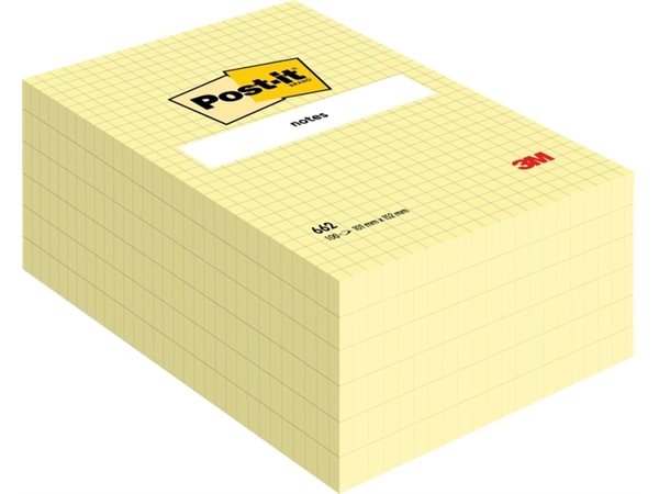 Een Memoblok Post-it 662 102x152mm ruit geel koop je bij Hoekmankantoorartikelen.nl