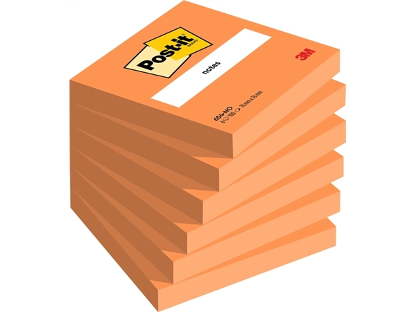 Een Memoblok Post-it 654 76x76mm oranje 100 vel koop je bij Hoekmankantoorartikelen.nl