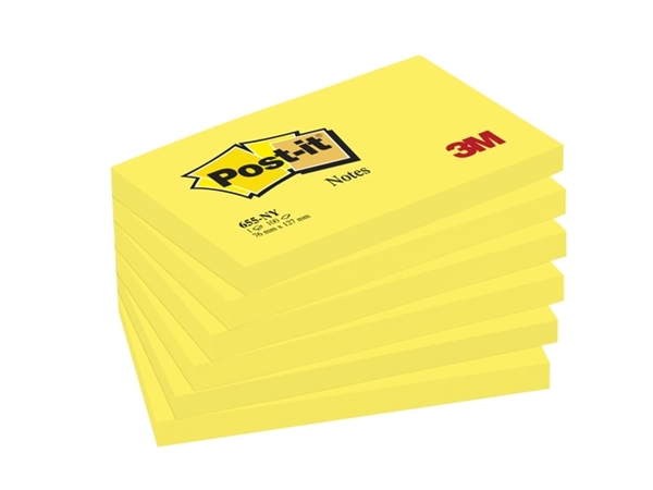 Een Memoblok Post-it 655 76x127mm 100 vel per blok neon geel koop je bij Hoekmankantoorartikelen.nl