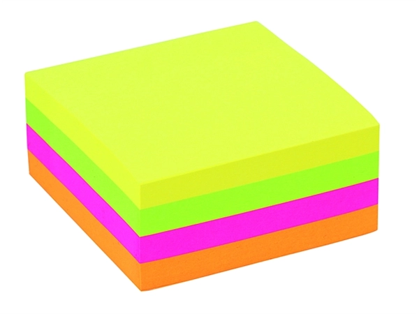 Een Memoblok Quantore 76x76mm neon kleuren assorti 4 kleuren 400 vel koop je bij Hoekmankantoorartikelen.nl