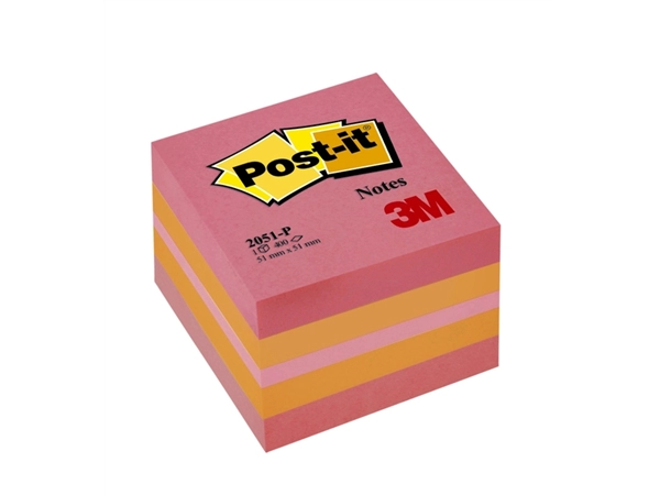 Een Memoblok Post-it 2051 51x51mm kubus roze koop je bij Hoekmankantoorartikelen.nl