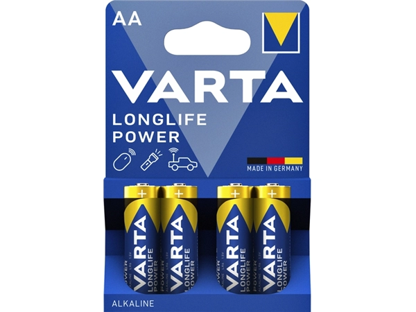 Een Batterij Varta Longlife Power 4xAA koop je bij VHK Kantoorartikelen