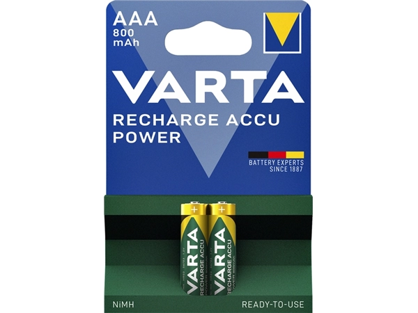 Een Batterij oplaadbaar Varta 2xAAA 800mAh ready2use koop je bij VHK Kantoorartikelen