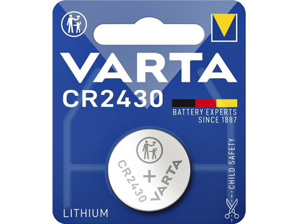 Een Batterij Varta knoopcel CR2430 lithium blister à 1stuk koop je bij VHK Kantoorartikelen