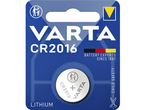 Een Batterij Varta knoopcel CR2016 lithium blister à 1stuk koop je bij Hoekmankantoorartikelen.nl