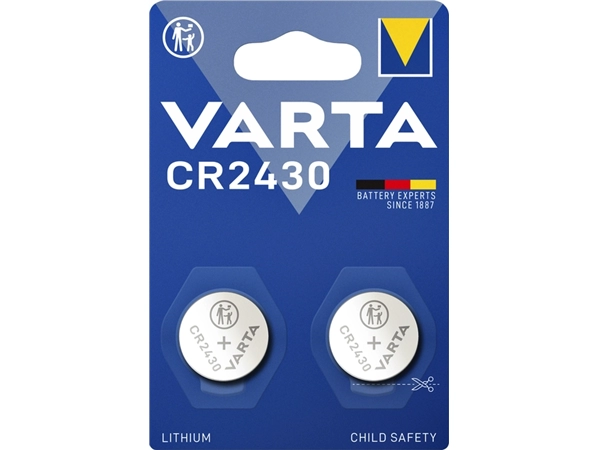 Een Batterij Varta knoopcel CR2430 lithium blister à 2stuk koop je bij VHK Kantoorartikelen