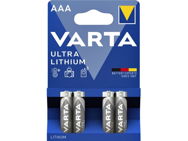 Een Batterij Varta Ultra lithium 4xAAA koop je bij VHK Kantoorartikelen