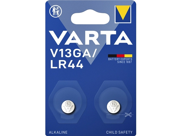 Een Batterij Varta knoopcel V13GA alkaline blister à 2stuk koop je bij Hoekmankantoorartikelen.nl