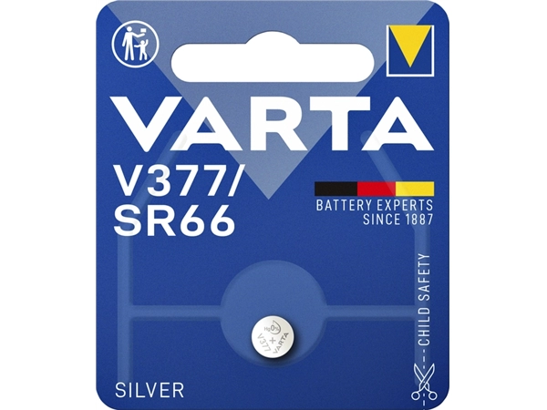 Een Batterij Varta knoopcel V377 horloge blister à 1stuk koop je bij Hoekmankantoorartikelen.nl