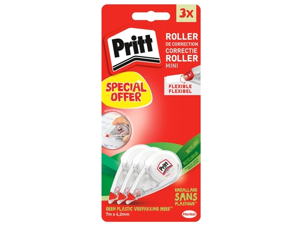 Een Correctieroller Pritt mini flex 4.2mmx7m blister à 2+1 gratis koop je bij VHK Kantoorartikelen