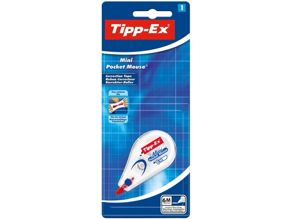 Een Correctieroller Tipp-ex mini pocket mouse 5mmx6m blister à 1 stuk koop je bij VHK Kantoorartikelen