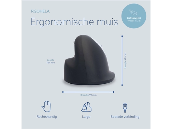 Een Muis R-Go Ergonomisch HE Break Draad Rechts L koop je bij Continu Kantoor