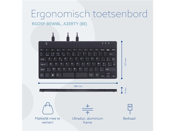 Een Toetsenbord R-Go Ergonomisch Split Break AZERTY koop je bij Continu Kantoor