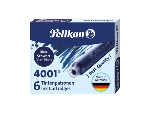 Een Inktpatroon Pelikan 4001 blauw/zwart koop je bij VHK Kantoorartikelen