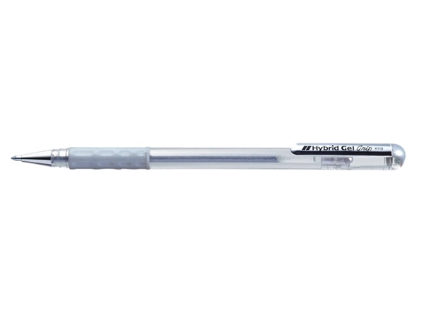 Een Gelschrijver Pentel K118 Grip medium zilver koop je bij VHK Kantoorartikelen