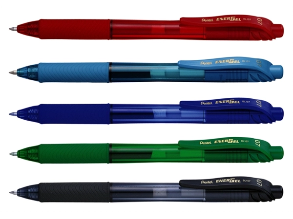 Een Gelschrijver Pentel BL107 Energel-X medium zwart koop je bij Hoekmankantoorartikelen.nl